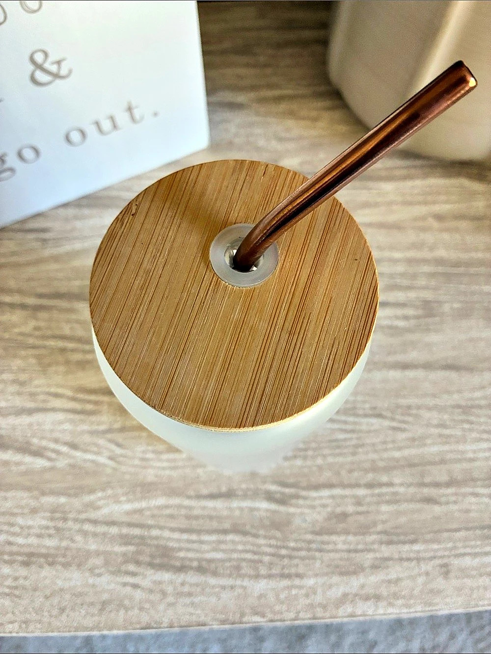 Frosted White Tumbler with Straw - Picture 3 of 5